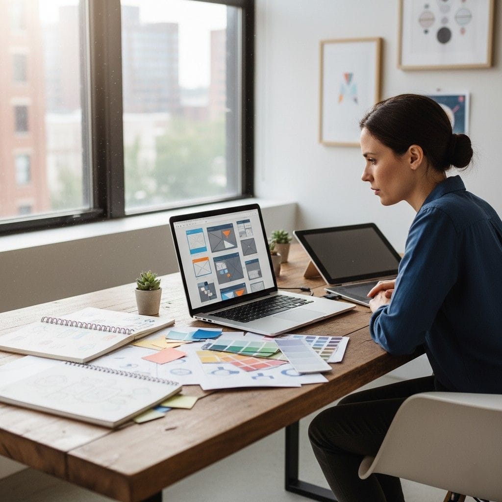 UI/UX design for beginners – website designer working on user interface mockup