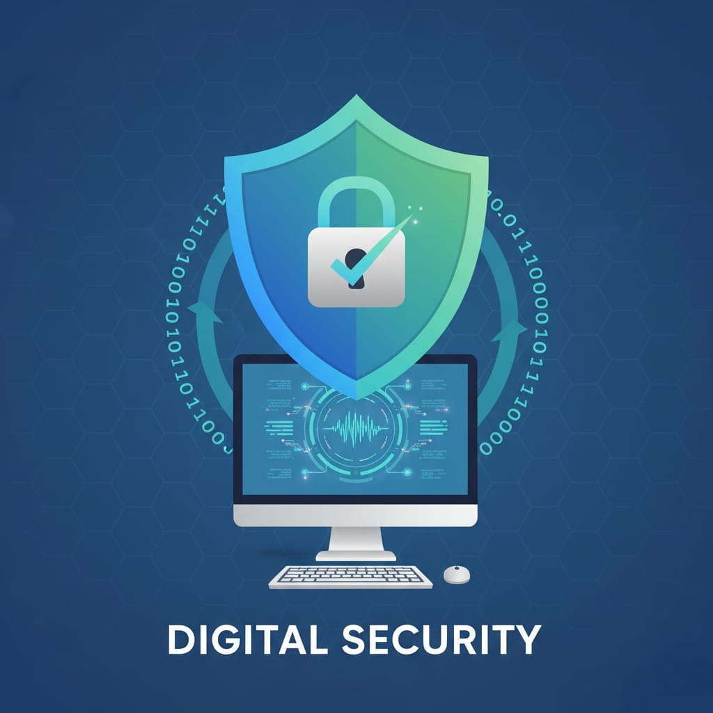 Shield and lock icon representing cybersecurity course for beginners